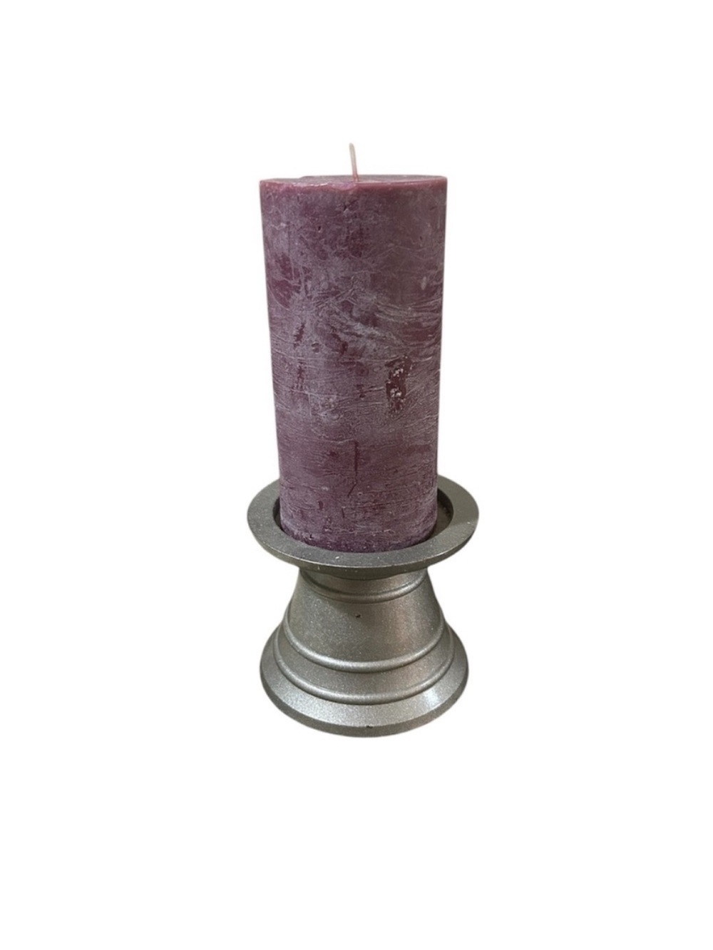 Pottery Barn Vintage 90’s Lavender Candle on Silver metal Holder home decor